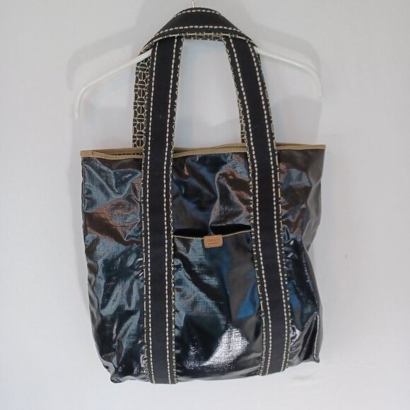 Fossil Key Per Bag Large Black Waxed Canvas Shoulder Tote - Picture 12 of 16